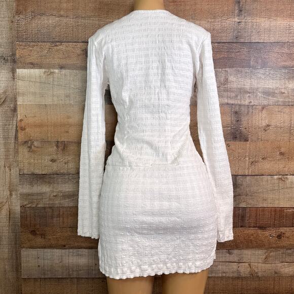 Free People Grazia Mini Dress Surplice Long Sleeve Tea Ivory Size Medium - Picture 4 of 10